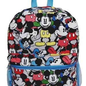 Disney Kids Mickey Mouse Patterned Blue Backpack 16”X12”X5”